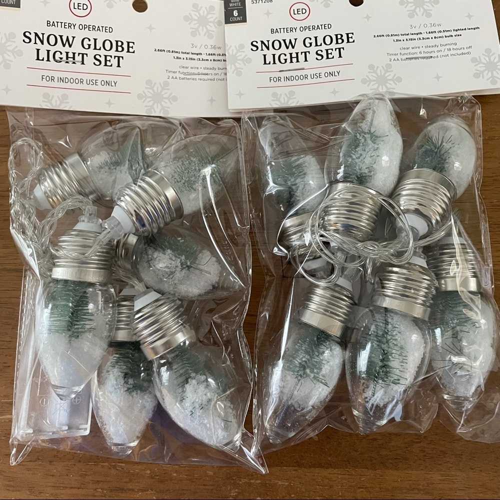 2 NWT packages LED Christmas snow globe bulb light snow trees decor